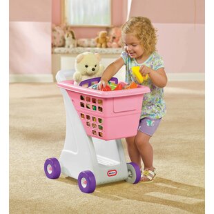 Wood SHOPPING CART Pre-School Young Children Toddler Wooden Toy Trolley Pink 