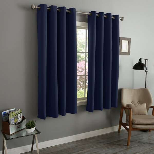 BLUE FULLY BLACKOUT THERMAL TRIPLE WEAVE RING TOP CURTAINS DRAPES 7 SIZES 