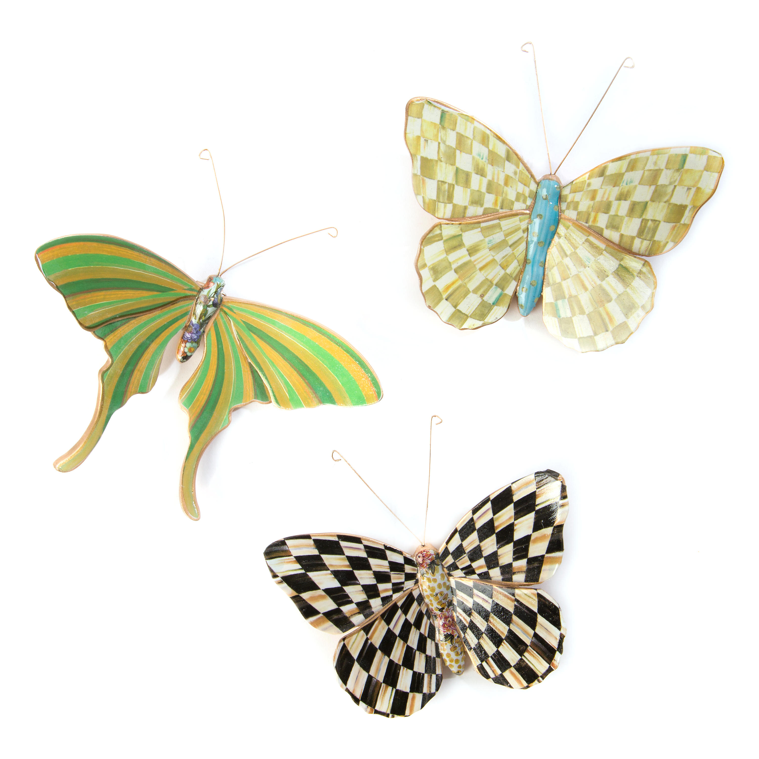 Butterflies Hand Made 4 Green in Flight 3D Wall Mounted Butterfly Accessories 