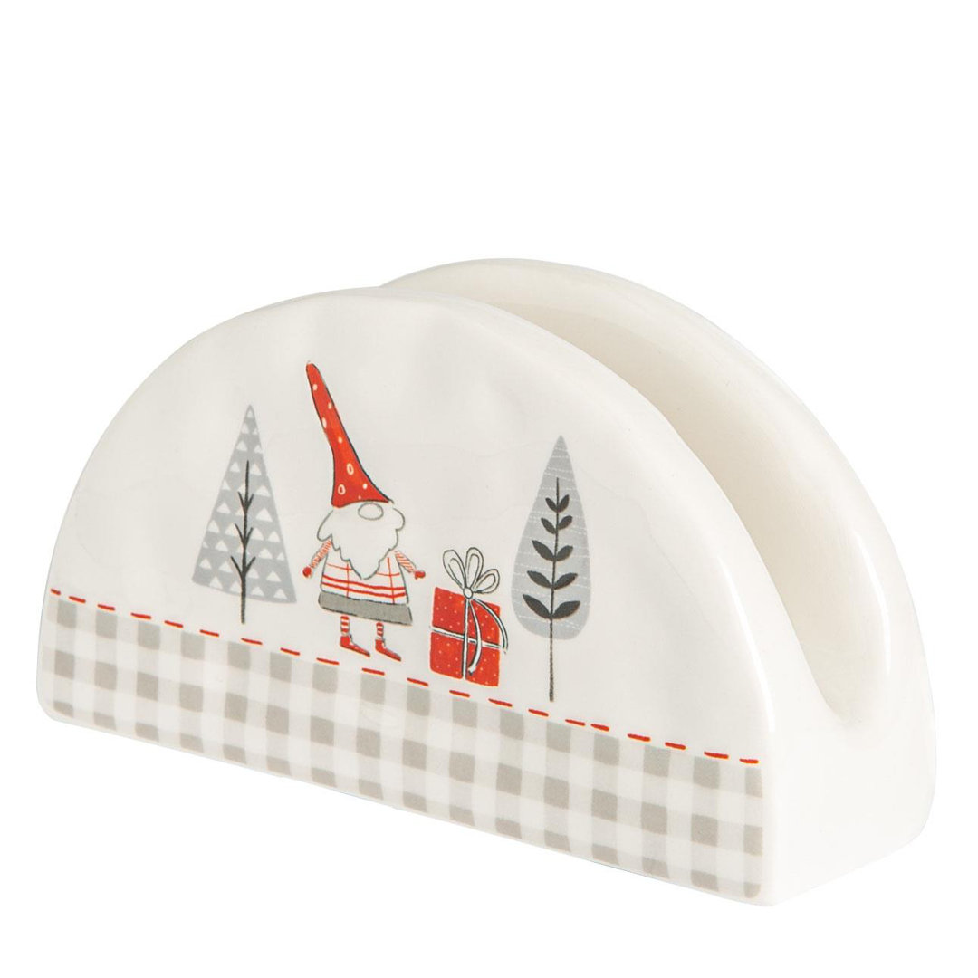 Patchwork Christmas Napkin Holder gray,red