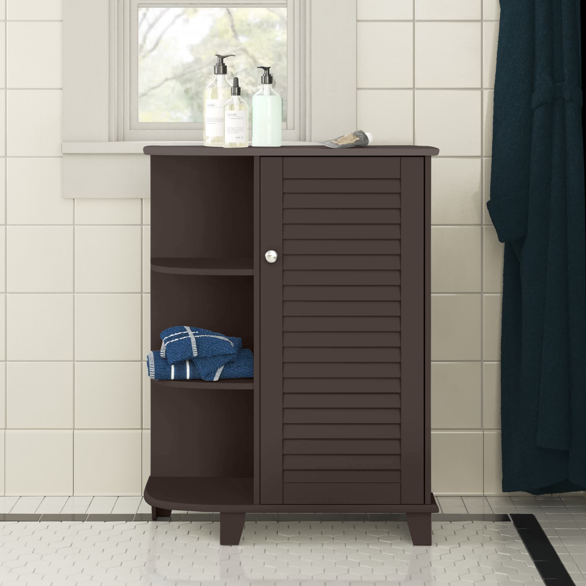 Details about   Bathroom Floor Cabinet Free-Standing Storage Cabinet with Inner Adjust Shelves 