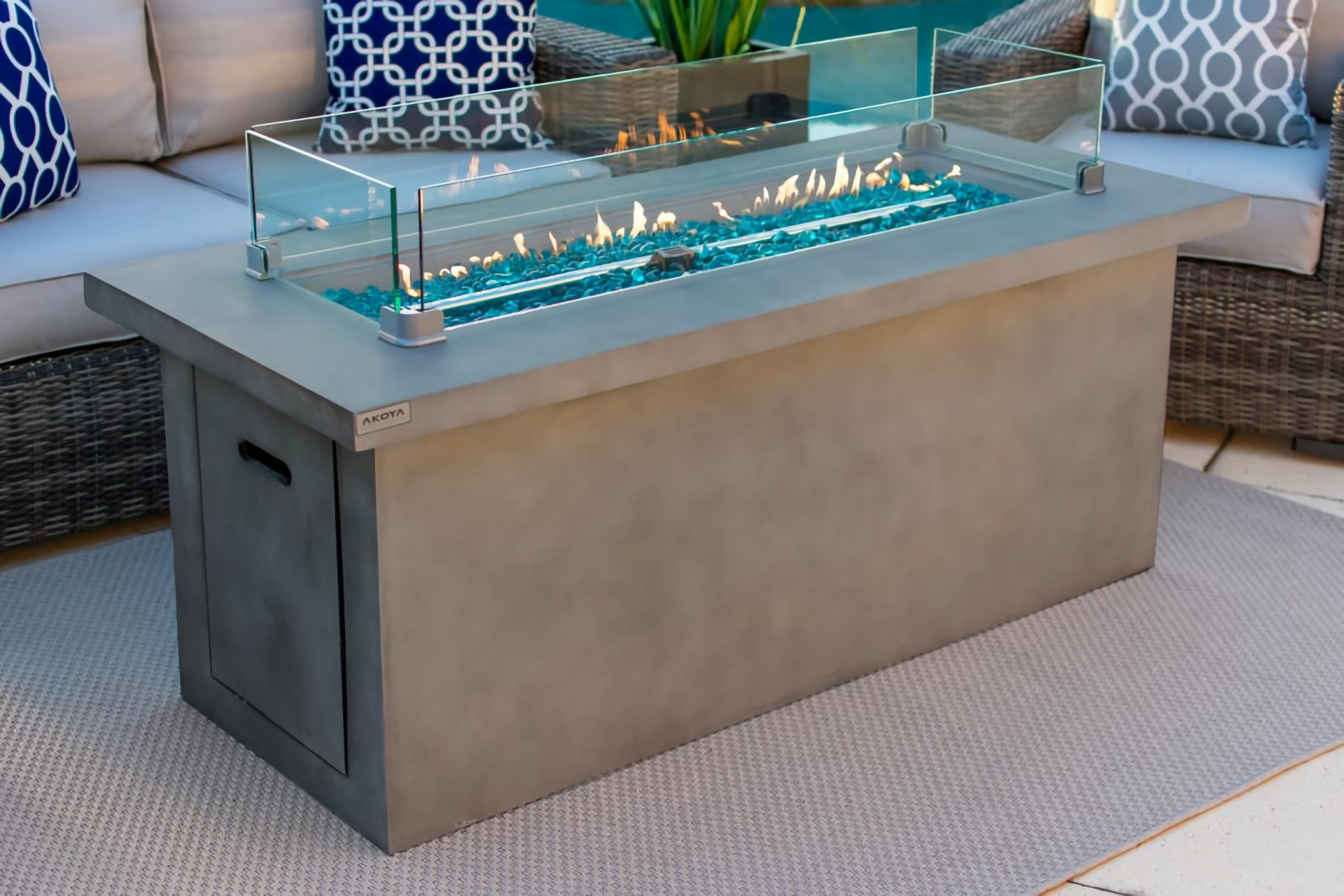 AKOYA Outdoor Essentials 24'' H x 60'' W Concrete Propane Outdoor Fire