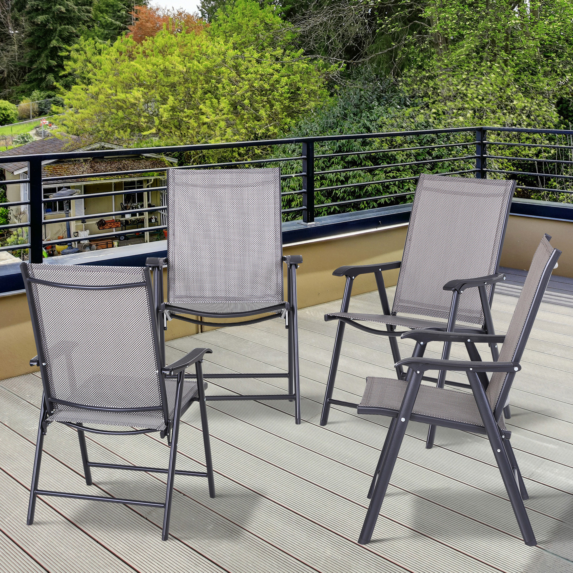 Outsunny Fabric Patio Folding Chair Set of 4 & Reviews Wayfair