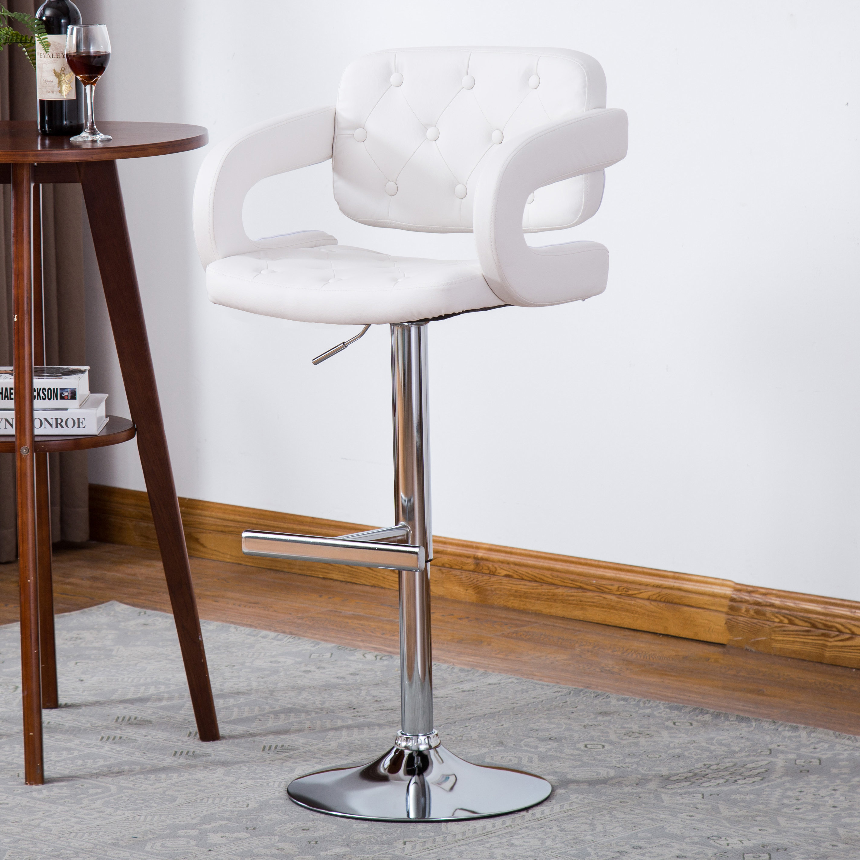 Orren Ellis Glamis Swivel Adjustable Height Bar Stool & Reviews Wayfair