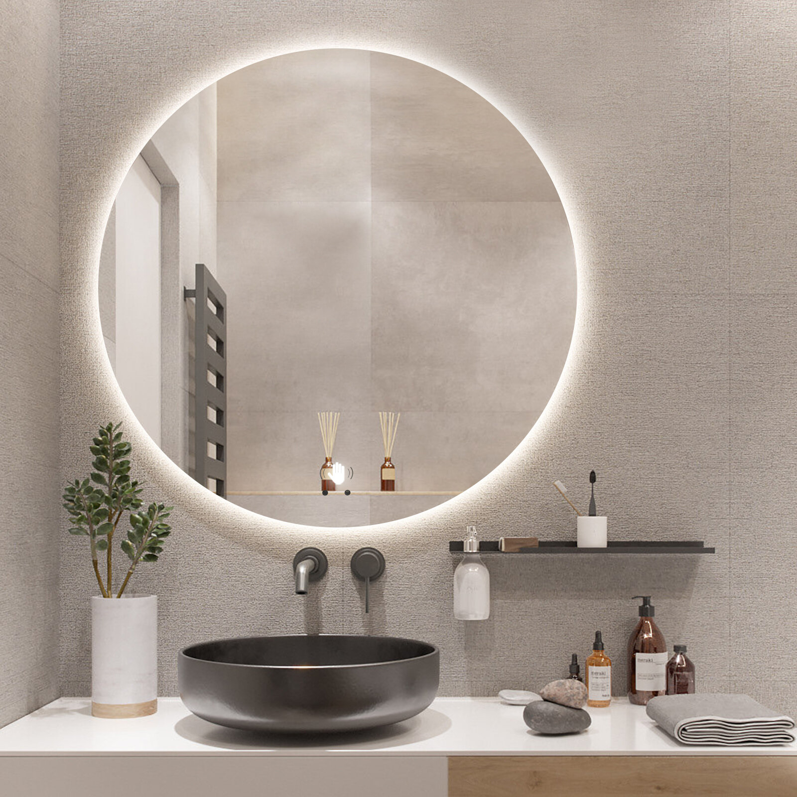 Batteries Modern Bathroom LED Mirror Battery Operated Free P&P 