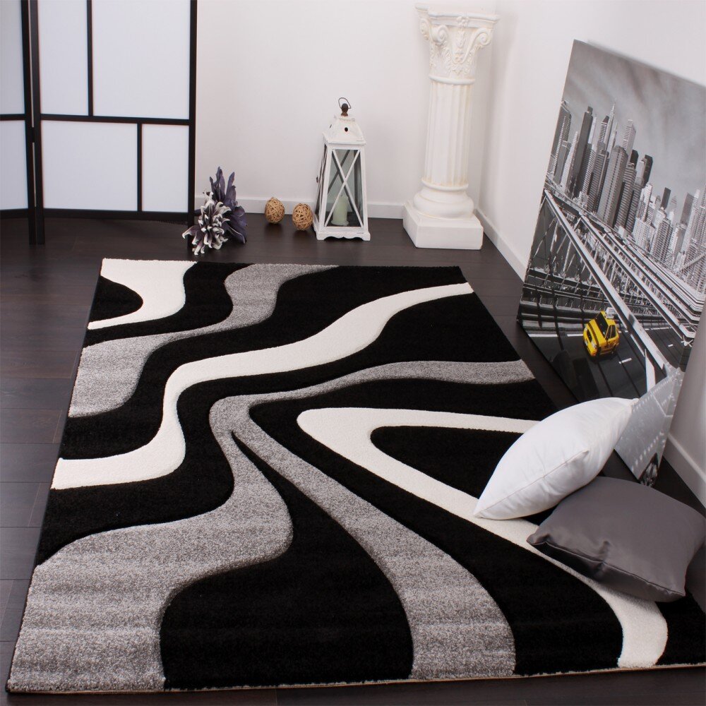 Alyta Abstract Area Rug in Gray/Black