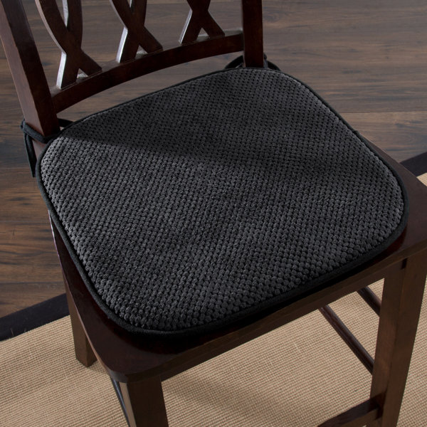 Gray, Set of 2 Tyler Chair Pad Seat Cushion Memory Foam 16 x 16 Inches 
