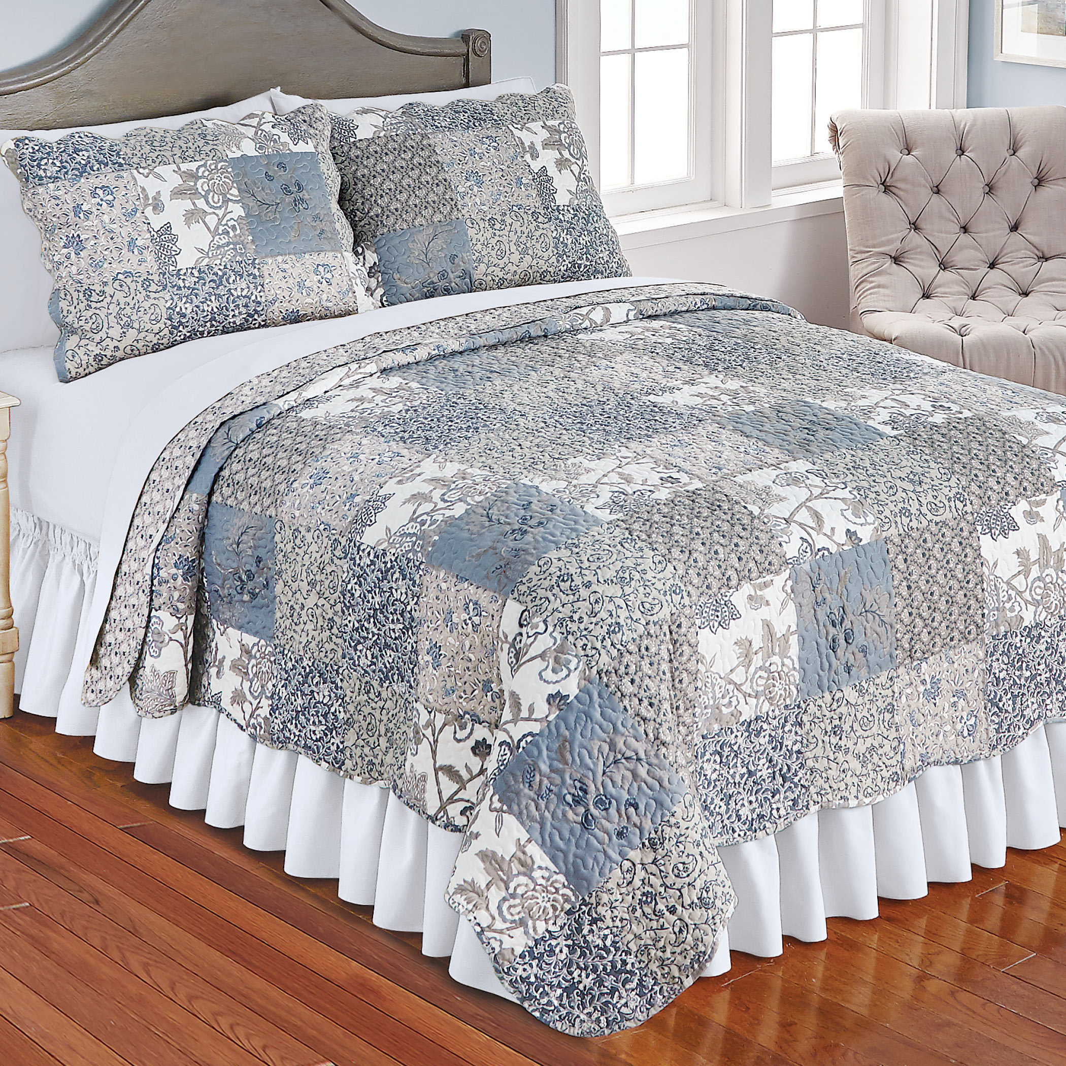 Rosalind Wheeler Moy Gray/Slate Blue/Taupe/White Polyester Blend