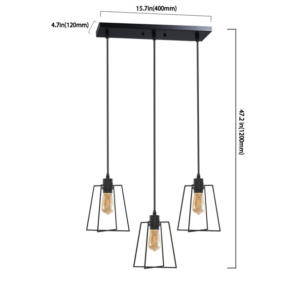 17 Stories Industrial 3-Light Pendant 