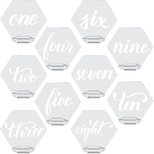 Acrylic Signs Decor Reception Wedding Geometric Table 1-20 Numbers Stand Hexagon 