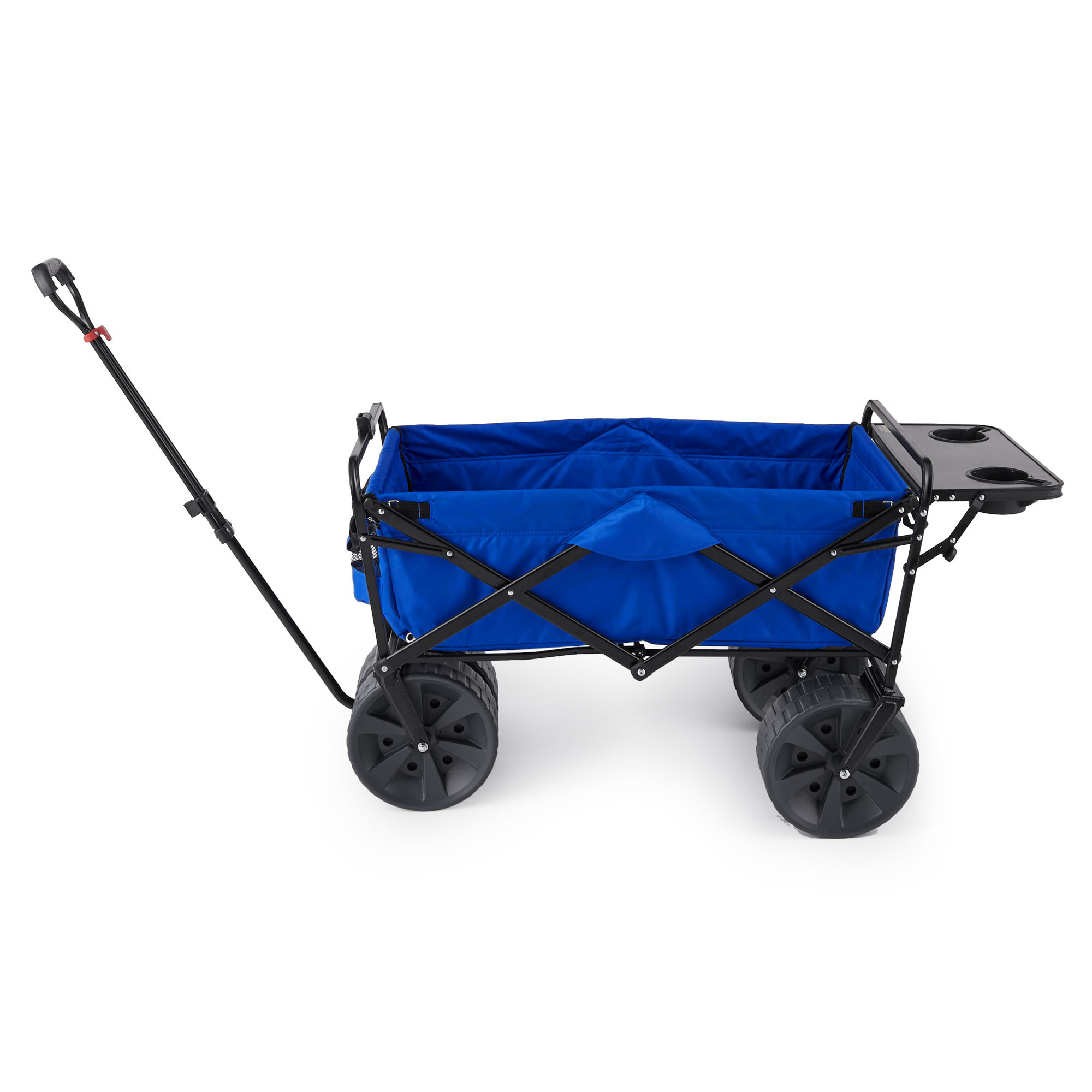 Timber Ridge Outdoor Collapsible Wagon Utility Folding Cart Heavy Duty All Terrain Wheels for Shopping Camping Garden Beach with Side Bag and Cup Holders 