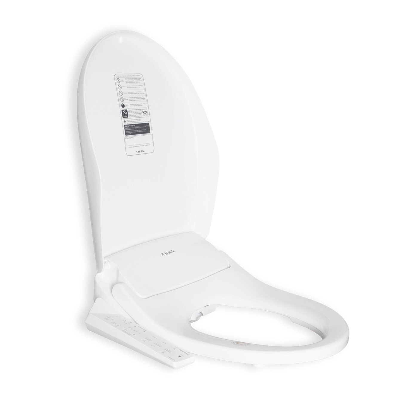 Electric Bidet Seat Warm Water Wash Heated Seat for Elongated Toilets in White 
