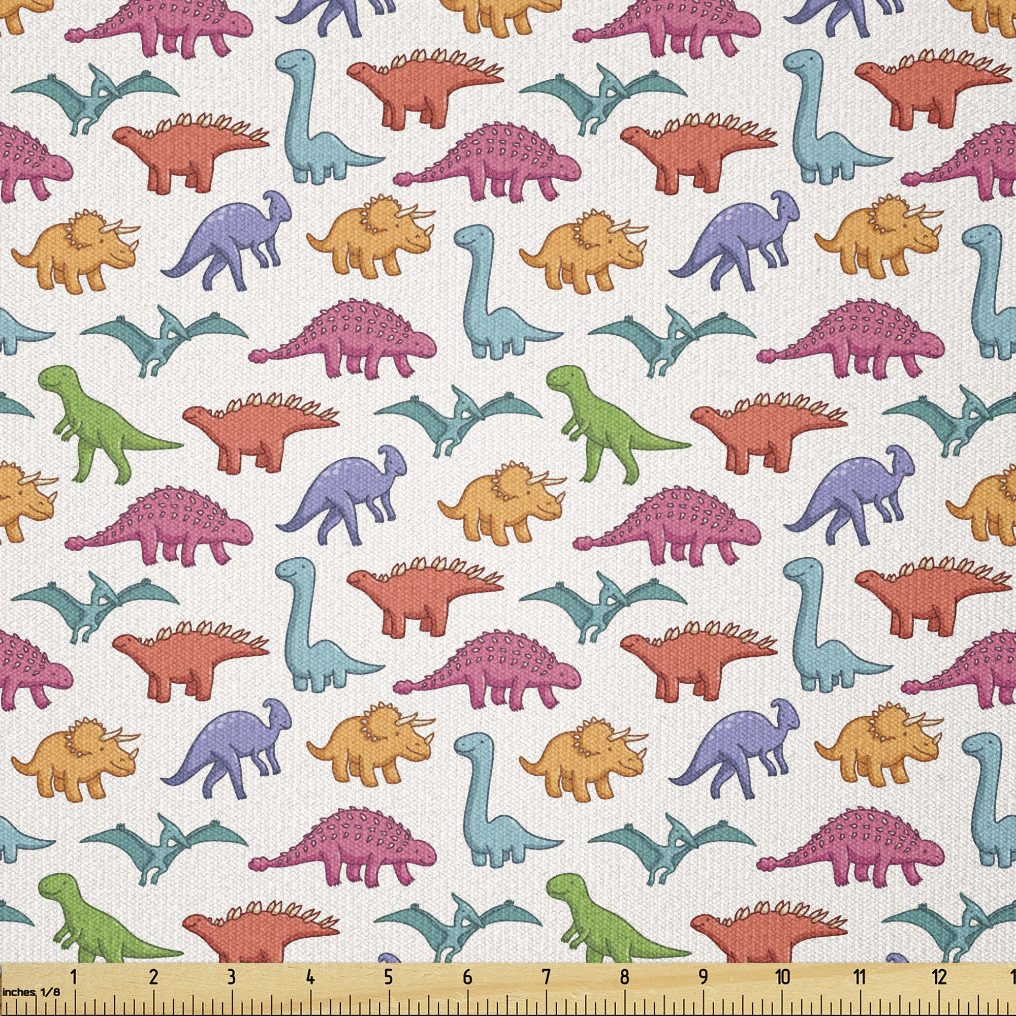 East Urban Home Dinosaur Fabric By The Yard, Variety Of Dinosaurs In  Colorful Cartoon Style Archeology Pattern Summer | Wayfair