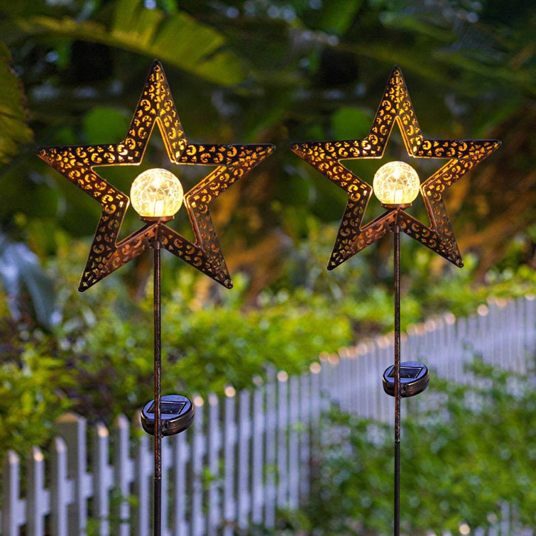 fungere Hassy Forøge Aptoco Outdoor Solar Garden Lights Solar Powered Metal Pathway Lights  Waterproof Star Globe Lights | Wayfair