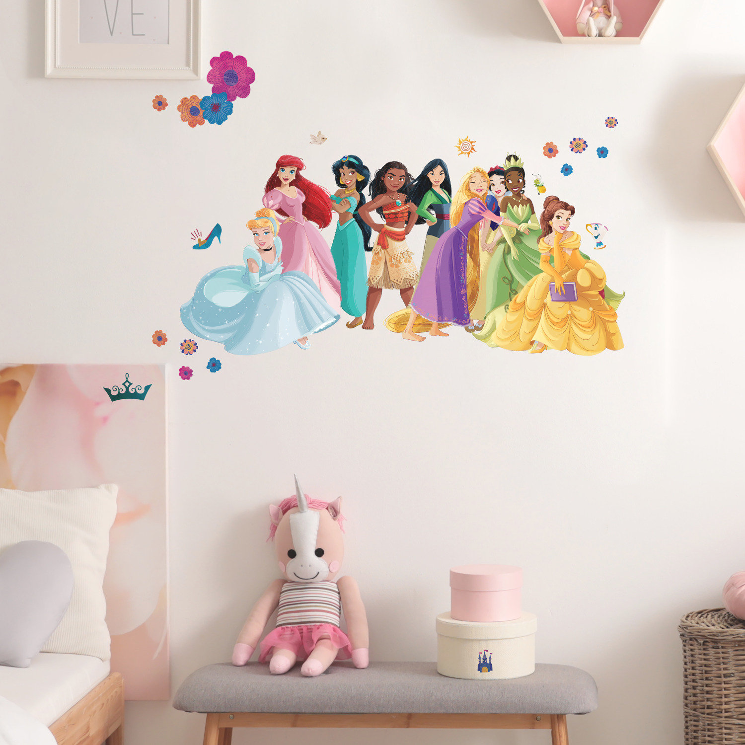 Room Mates DISNEY PRINCESS FLOWERS AND FRIENDS GIANT PEEL & STICK WALL