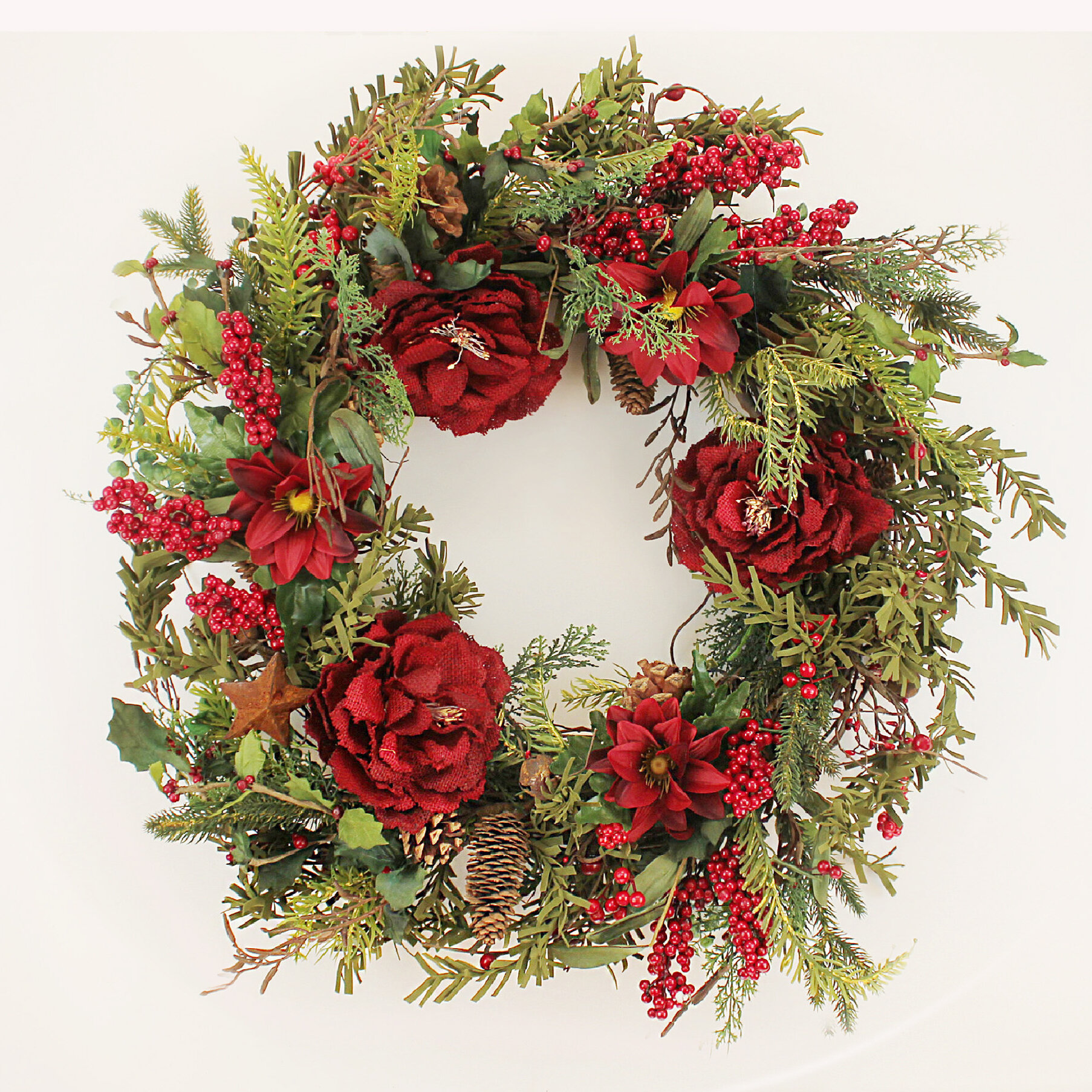 Wreath or Table Decoration Mills Floral Soft Touch 24" Terracotta Color Berries 