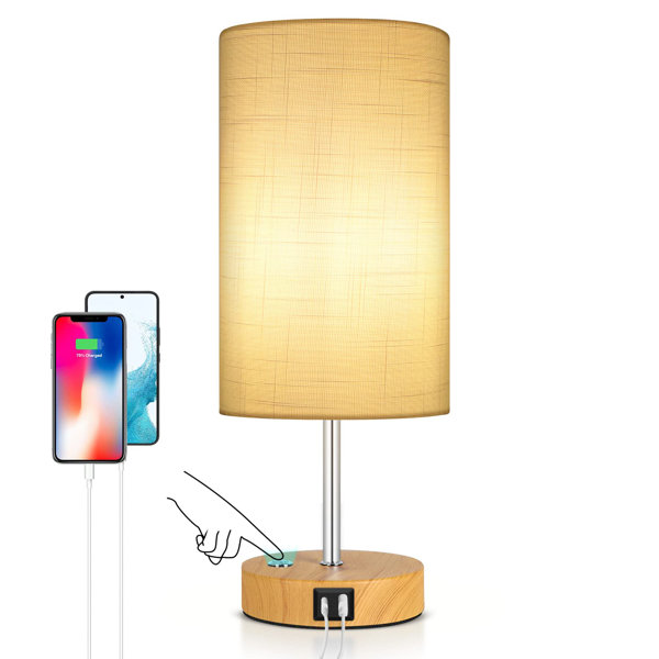 Draper Bedside Table Lamp, Dimmable Touch Control Nightstand Lamp With ...
