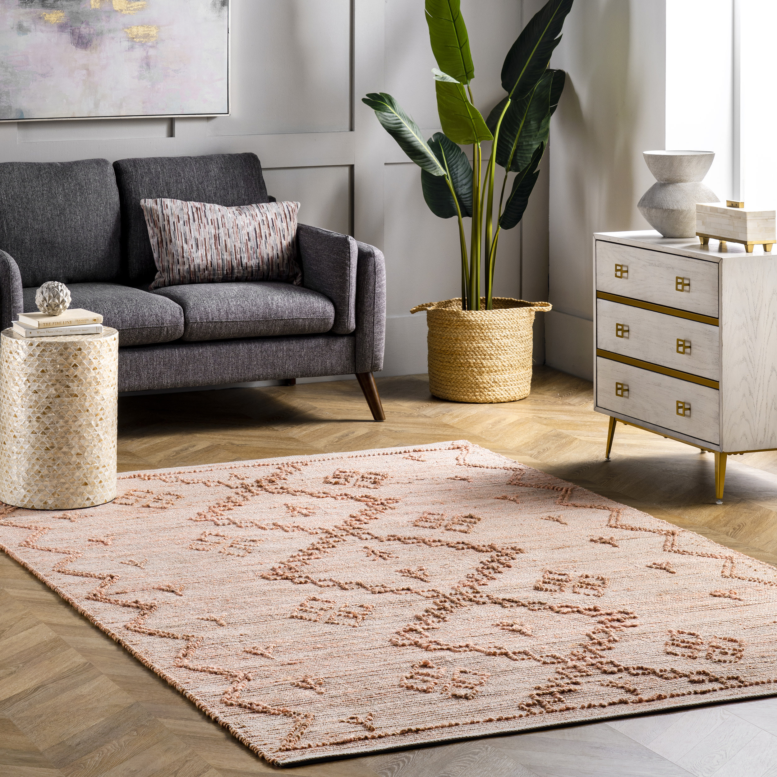 Dakota Fields Handmade Hand Hooked Pink/Brown Rug | Wayfair