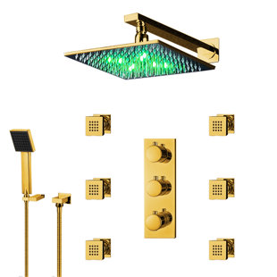 Trialo Color Changing LED Volume Control Complete Shower System with Rough-in Valve