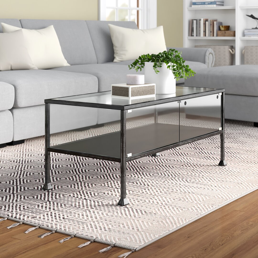 4 Legs Coffee Table with Storage black