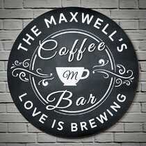 PERSONALISED CAFE KITCHEN COFFEE SIGN CHALKBOARD EFFECT WALL PLAQUE NOVELTY GIFT 
