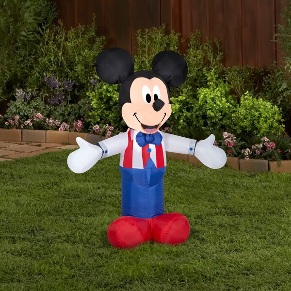 Christmas Disney 3.5 ft Mickey Mouse with Green Sweater Airblown Inflatable NIB 