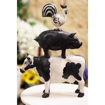 Details about   Large Vintage Rustic Farmhouse Barn Animals Stacked Chicken Pig And Cow Statue 