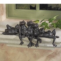Gold Leaf Designs Stretching Frog Metal Insect Sculpture 