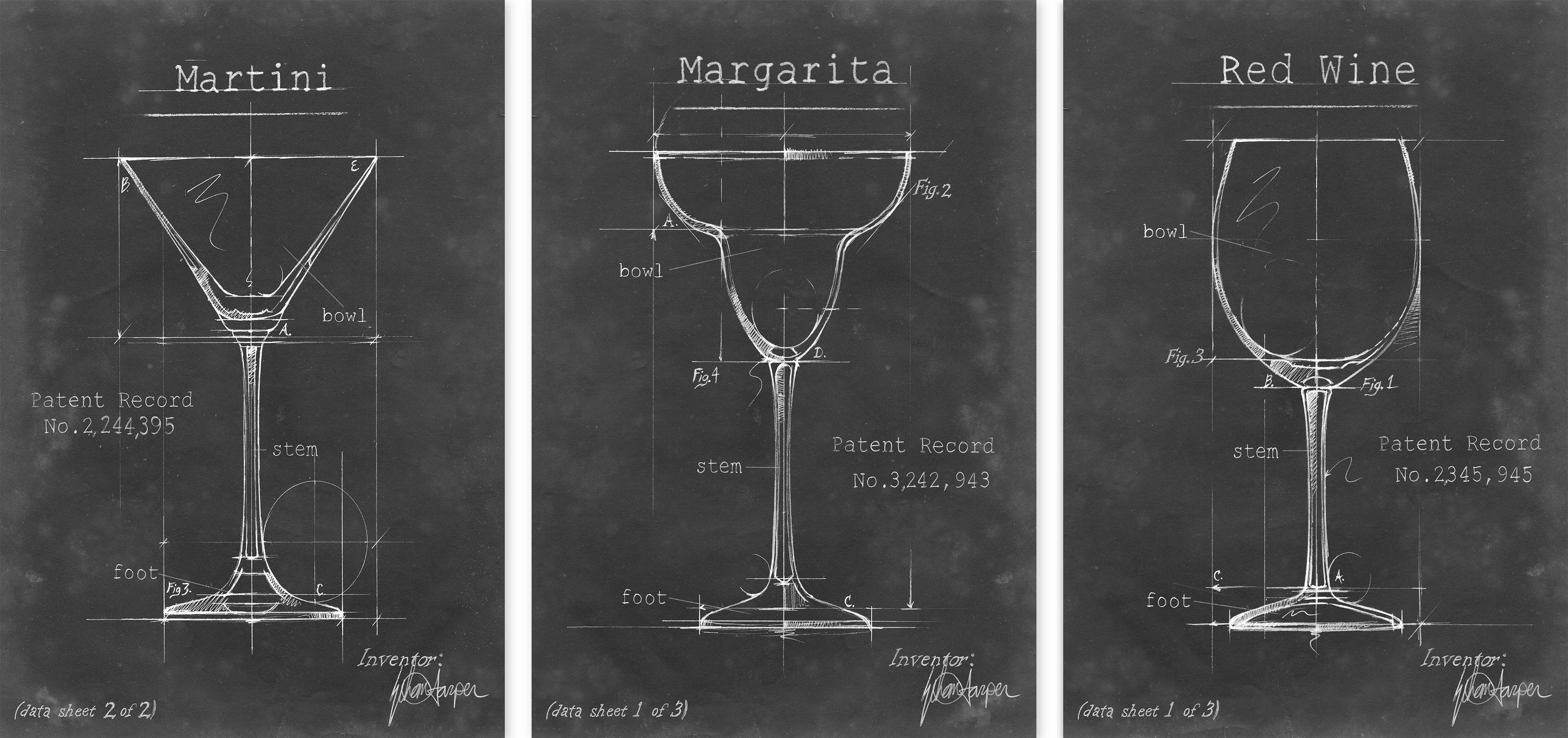 Marmont Hill Barware Blueprint XI by Marmont Hill 3 Piece Wrapped