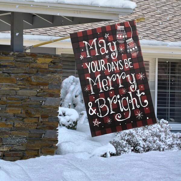 And Happy New Year House Flag Holly Christmas Holiday Banner 28" x 40" 