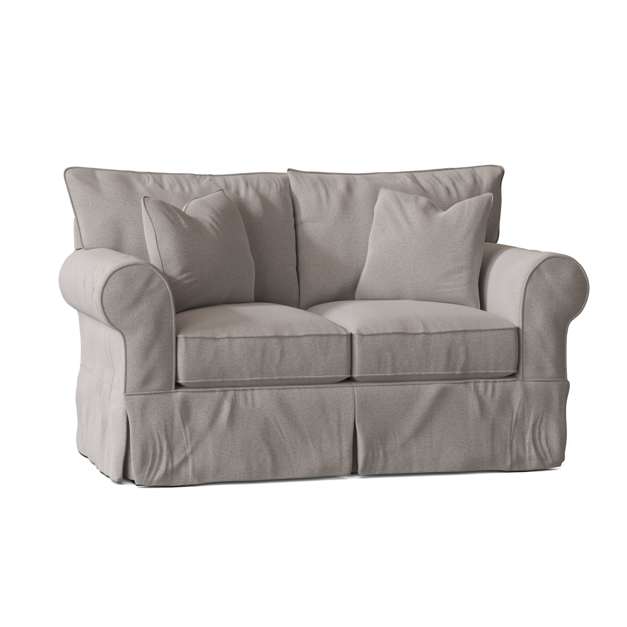 Amari 65” Rolled Arm Slipcovered Loveseat with Reversible Cushions
