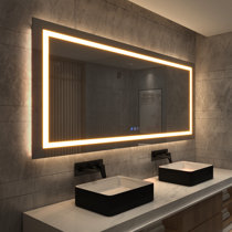 Illuminated Bathroom Mirror with Backlit LED Lights Wall Mounted Battery Powered 