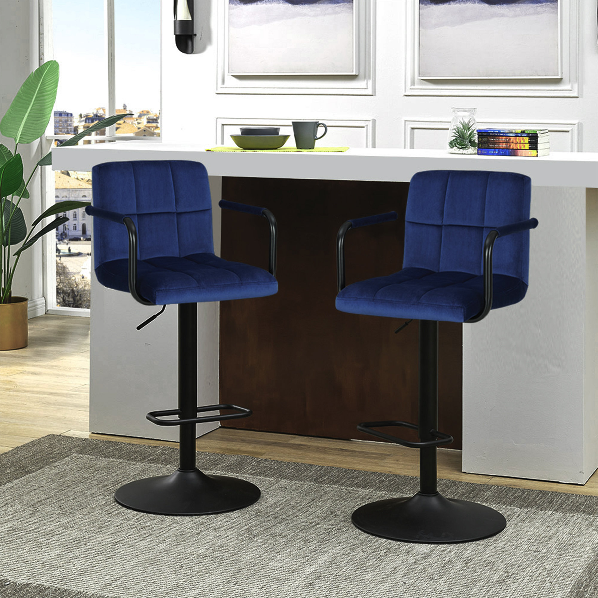 Latitude Run® Amjed Swivel Adjustable Height Bar Stool & Reviews Wayfair