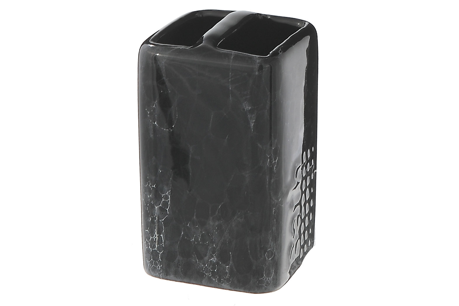 Ebern Designs Ceramic Toothbrush Holder (Black Granite) Set Of 2