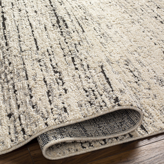 17 Stories Ollie Striped Taupe Area Rug | Wayfair