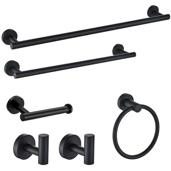 3-Pieces Bathroom Hardware Sets Matte Black Contemporary Style SUS304 Stainless 
