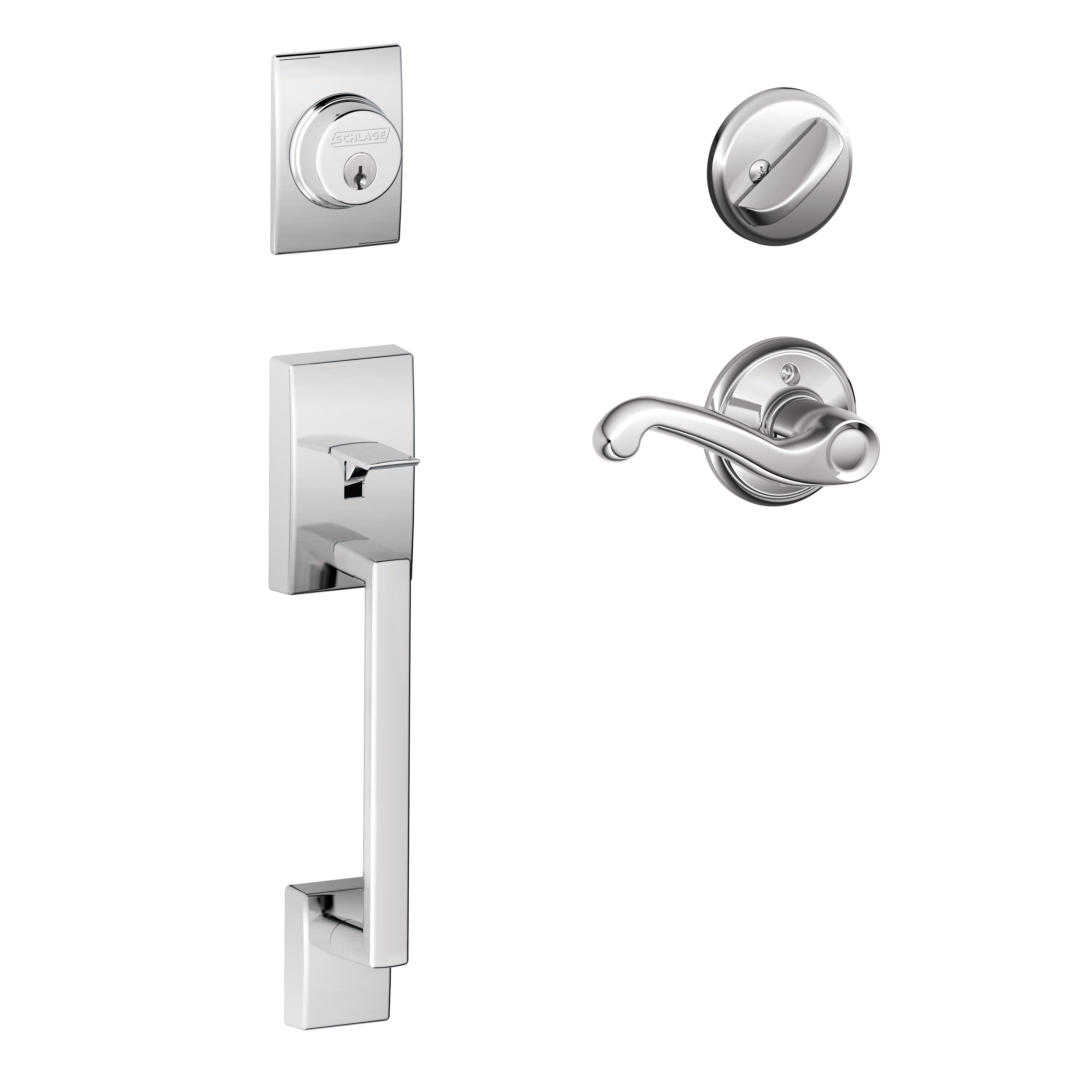 Schlage Century Handleset with Deadbolt and Flair Door Lever and