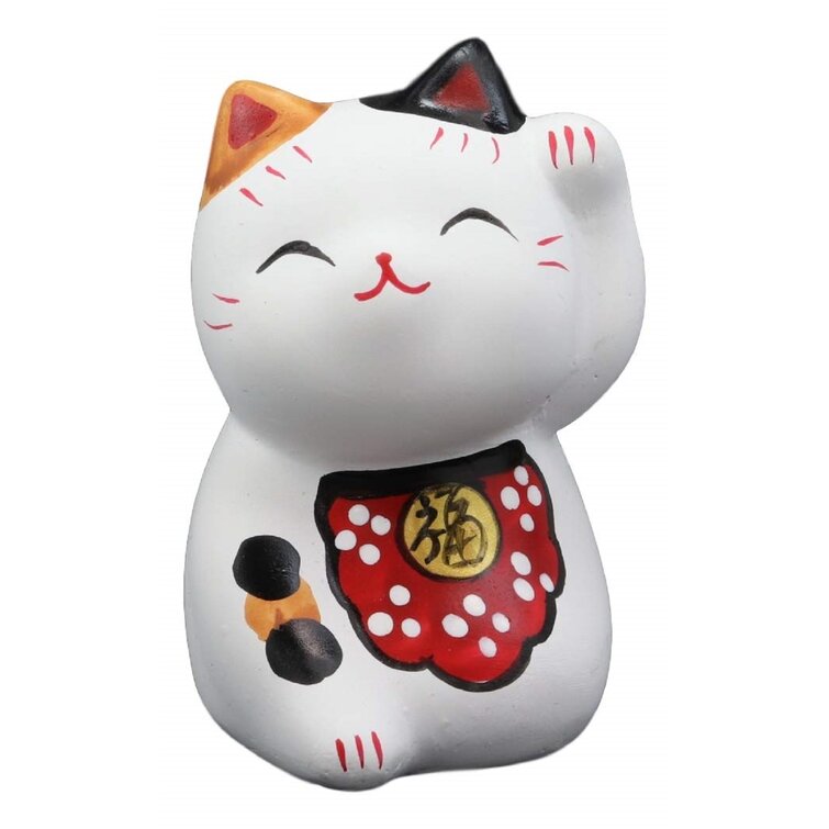 Pottery Maneki Neko Beckoning Lucky Cat 7782 Good Luck 60mm MADE IN JAPAN 