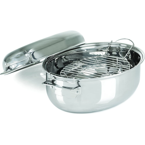 Melissa Stainless Steel Oval Roaster With Metal Induction Lid - Wayfair ...