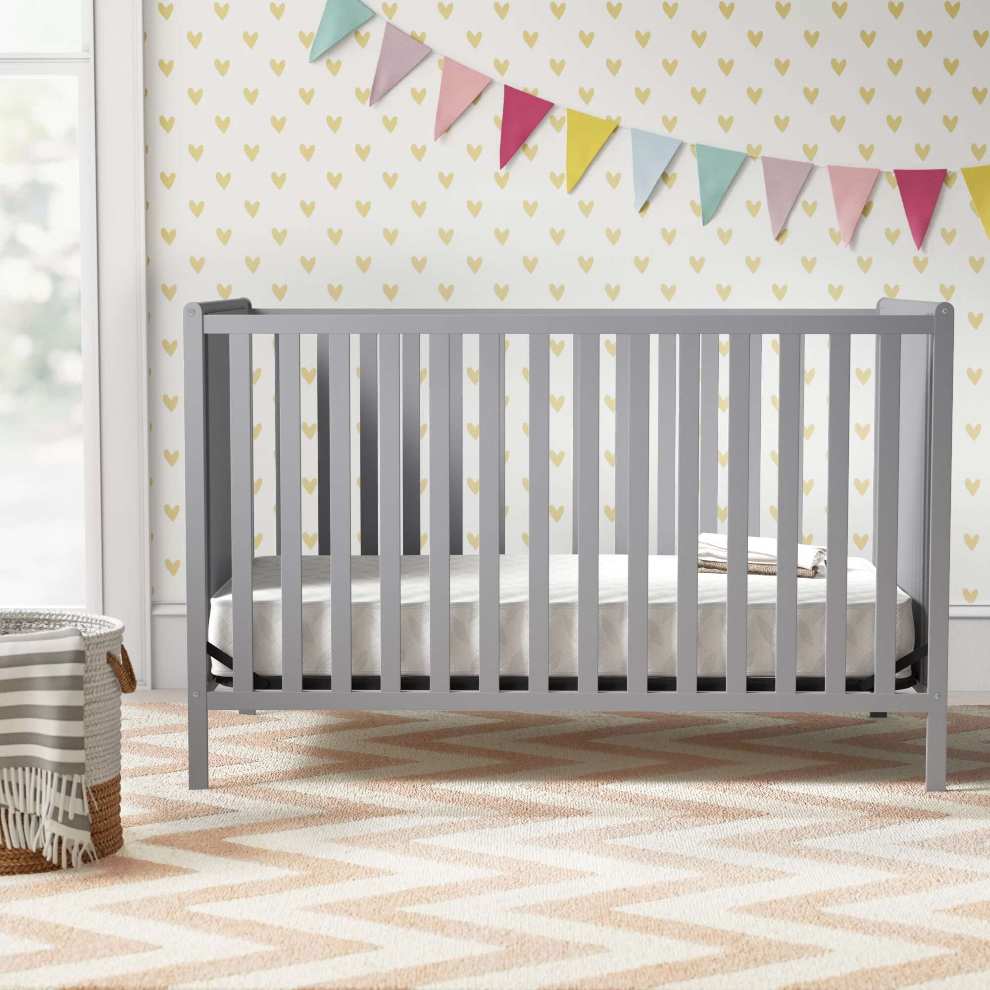 Delta Children Heartland 4-in-1 Convertible Crib Charcoal Grey 