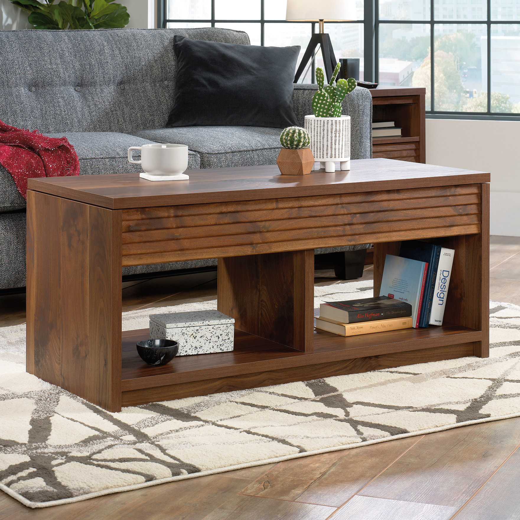 Millwood Pines Vesta Lift Top Floor Shelf Coffee Table with Storage