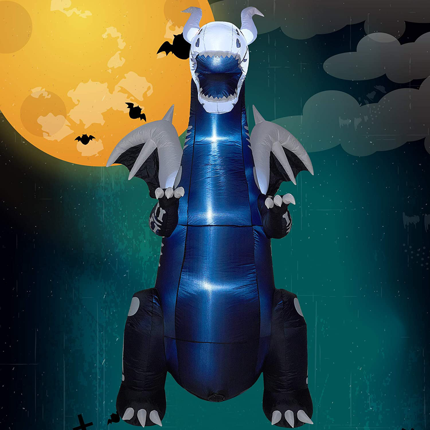 The Holiday Aisle® Halloween Skeleton Dinosaur Inflatable Wayfair