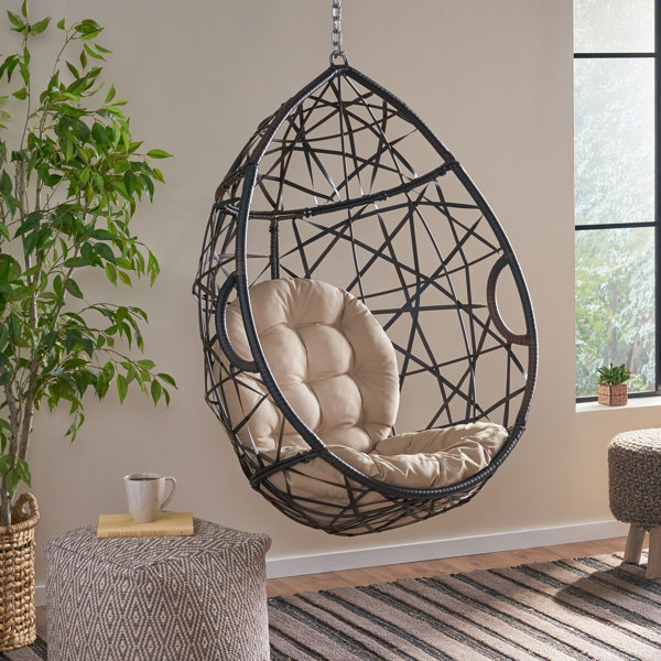 repertoire long puppy World Menagerie Robert Indoor/Outdoor Wicker Tear Drop Hanging Chair (Stand  Not Included), Multi-Brown and Tan & Reviews | Wayfair