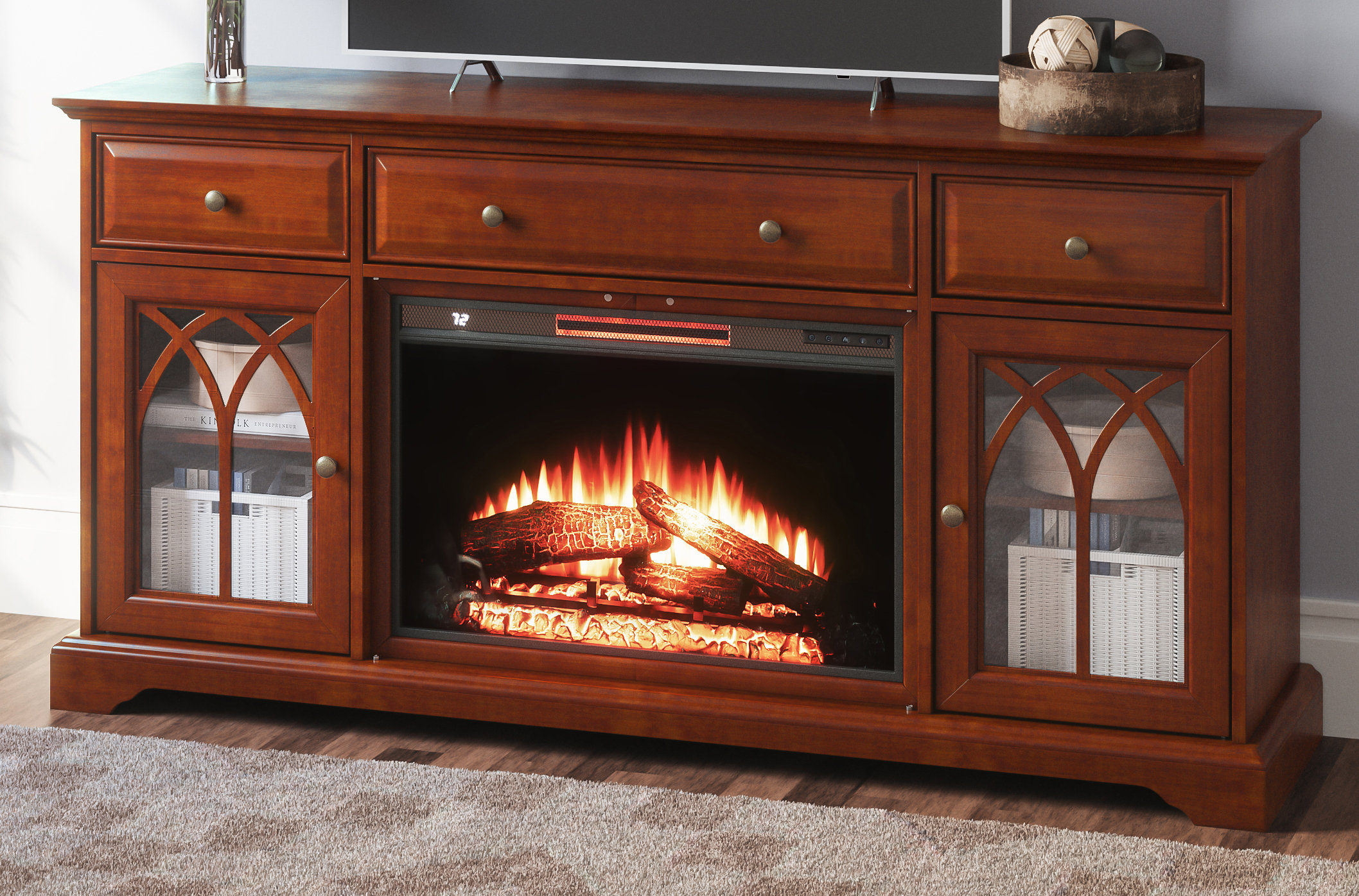 Canora Grey TV Stand for TVs up to 65" with Fireplace Included