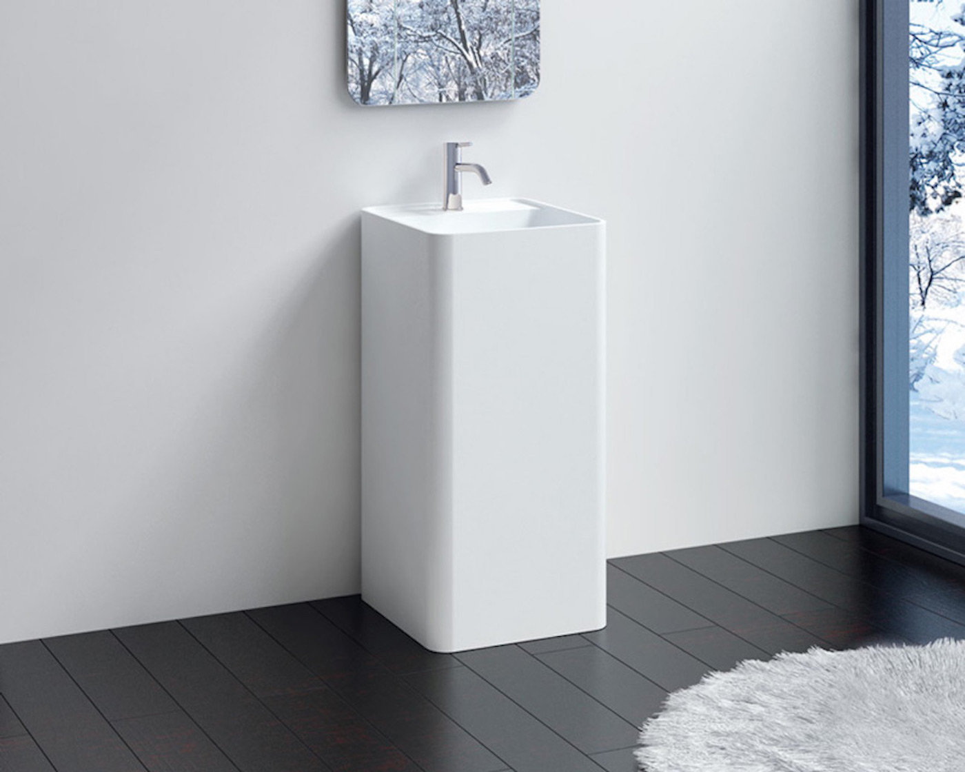 Badeloft Stone Resin Rectangular Pedestal Bathroom Sink Wayfair