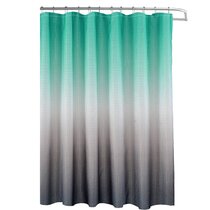 Blue Details about   Ombre Canvas Fabric Shower Curtain with 12 Metal Roller Hooks 