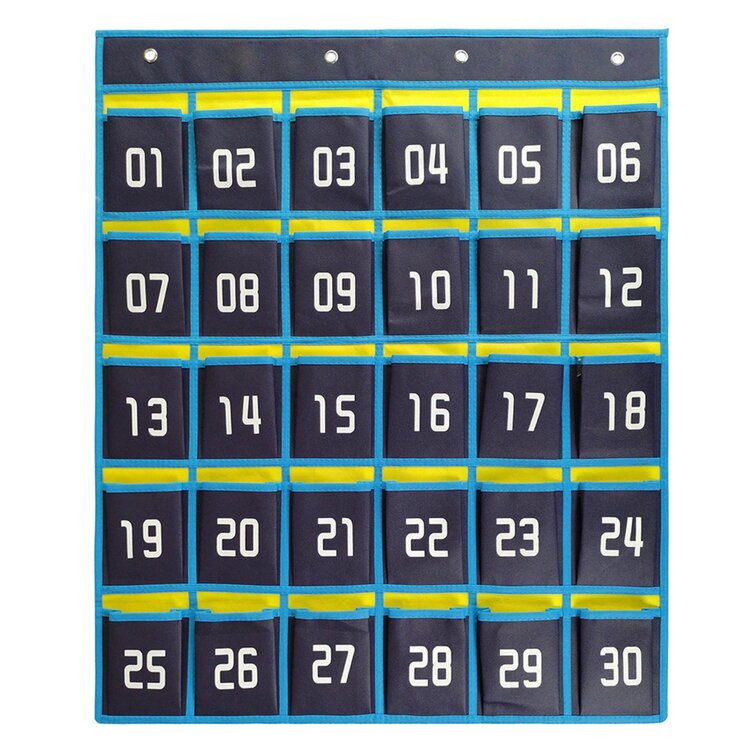 Juvale Numbered Classroom Pocket Chart for Cell Phone and Calculator 37" x 26" 