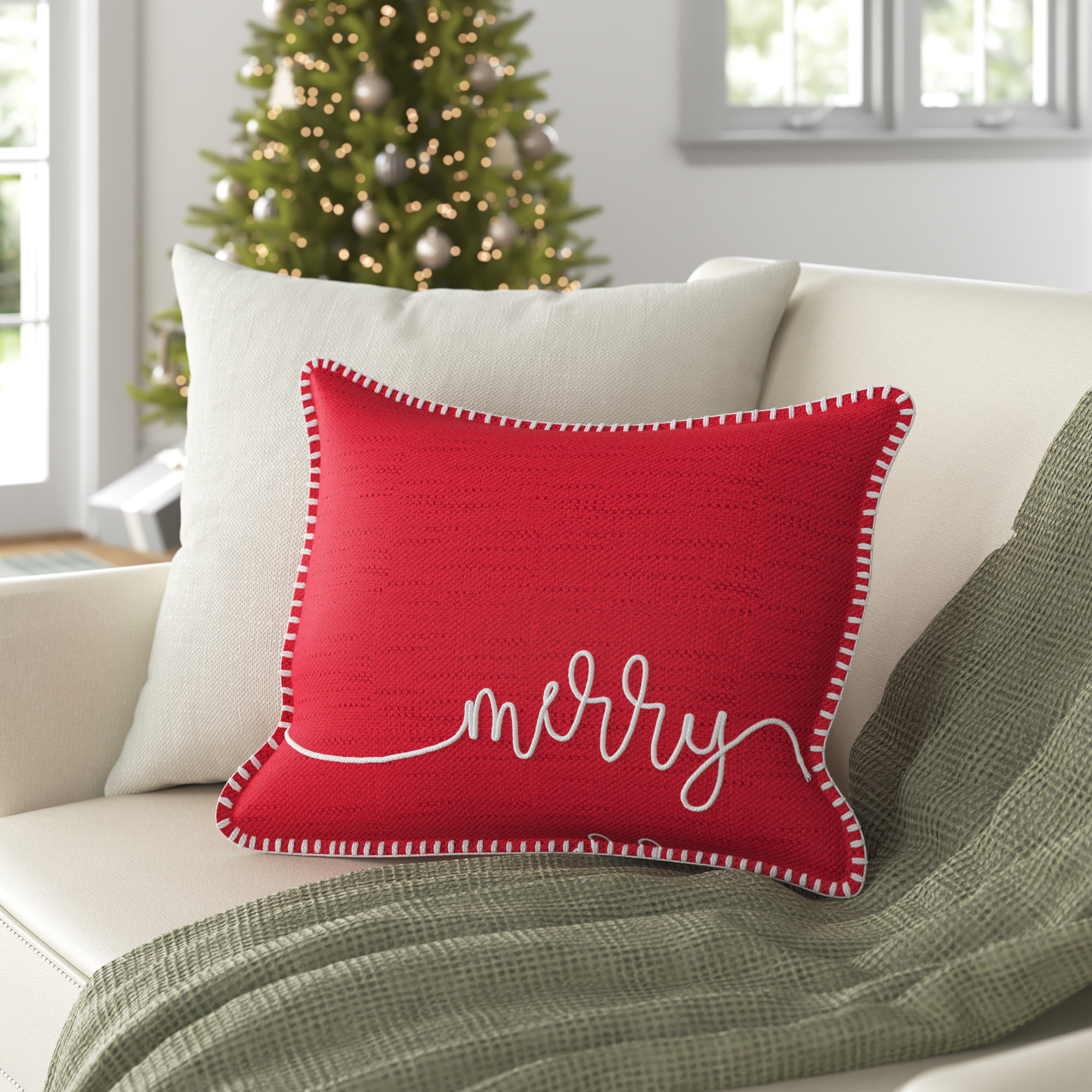 20" Square Pottery Barn Holidays Christmas ~Nostalgic Santa Snowman Pillow 