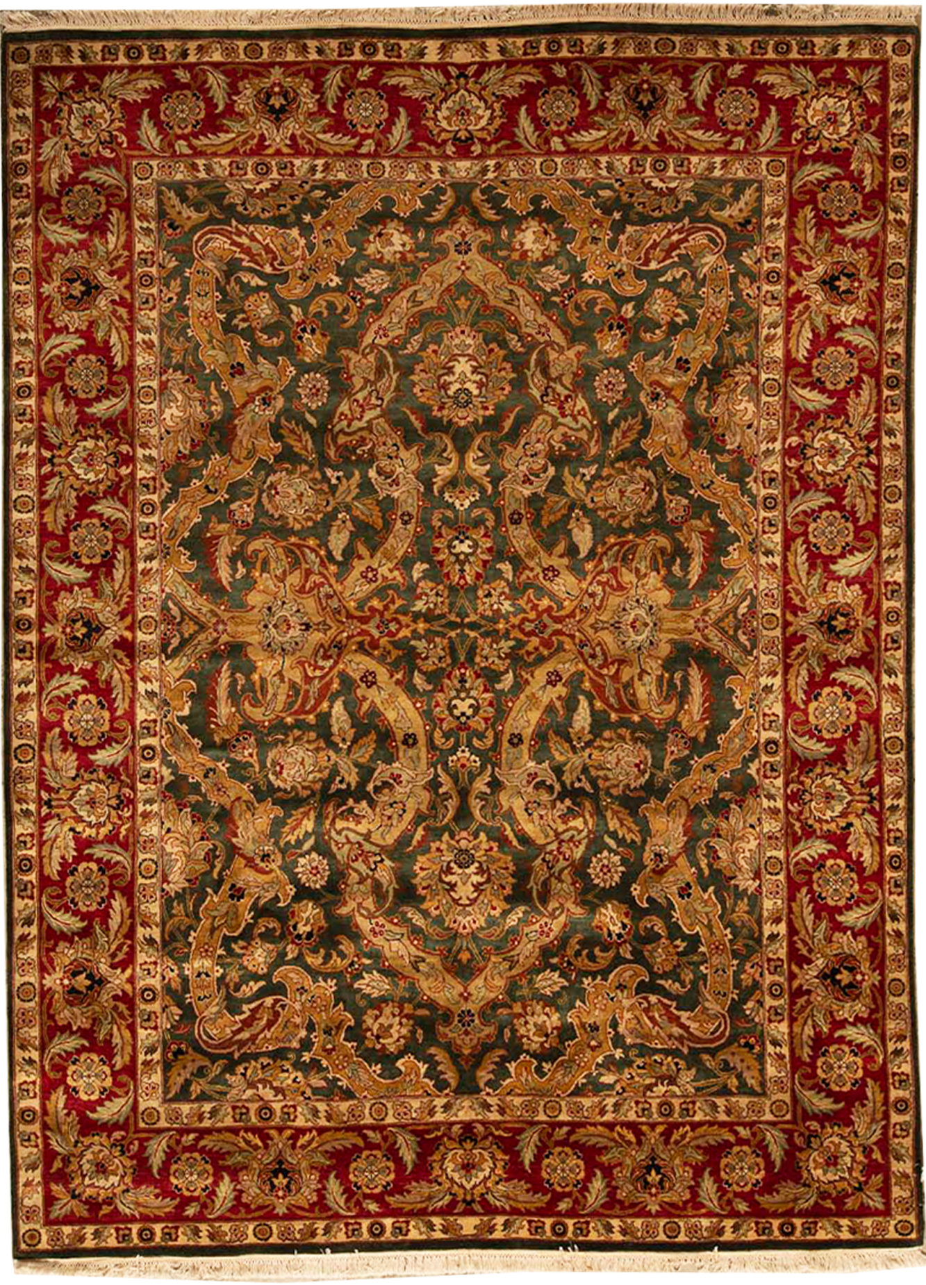 Bokara Rug Co., Inc. HandKnotted HighQuality Green and Red Area Rug