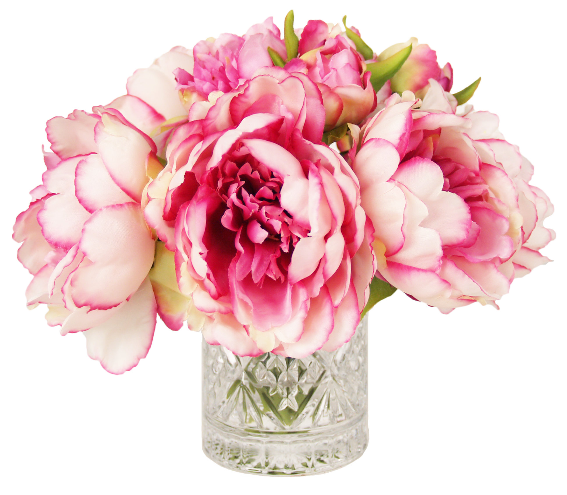 Rosdorf Park Pink & White Peony in Acrylic Water Vase Wayfair